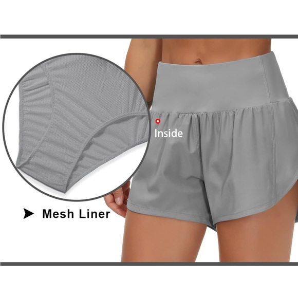 ‼️(3 for 30)‼️ GYM PEOPLE - High Waisted Running Shorts 4" Lavender Gray - Small - Picture 3 of 6